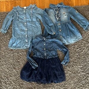 Toddler Girl Denim Long Sleeve Dresses Size 2 Bundle